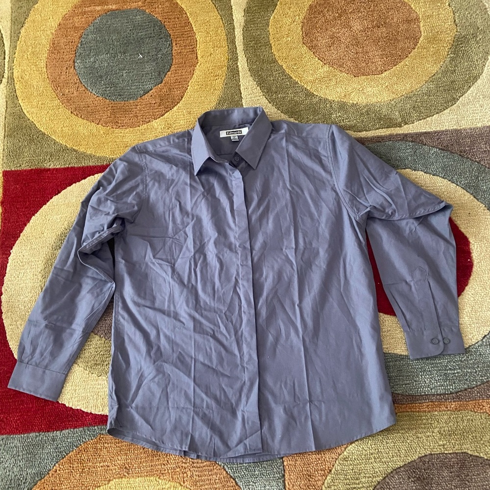 10 for $15 NWOT Edwards Work Uniform Grey Button Down Long Sleeve Shirt